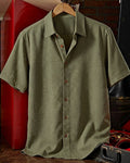 Army Green Textured Button Front Casual Shirt