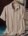 Beige Stripe Short Sleeve Shirt